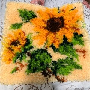 Sunflower Latch Hook Pillow Case